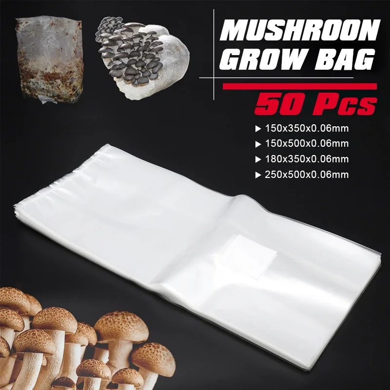 Grow Bag - ถุง Grow เห็ดพีวีซี50ชิ้นวัสดุวางไข่วัสดุ Grow อุณหภูมิสูงวัสดุสวนที่ปิดผนึกไว้ล่วงหน้า