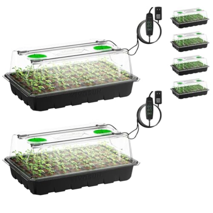 Seed Starter Tray - ถาดเพาะเมล็ด 6 แพ็คสำหรับทำสวนในร่ม, ถาดพลาสติกสีเขียวพร้อมเซลล์ 240 ช่อง,