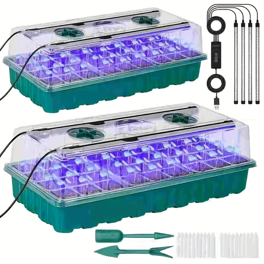 Seed Starter Tray - ถาดเพาะเมล็ด 72 ช่อง พร้อมไฟปลูกพืช 2 ชุด