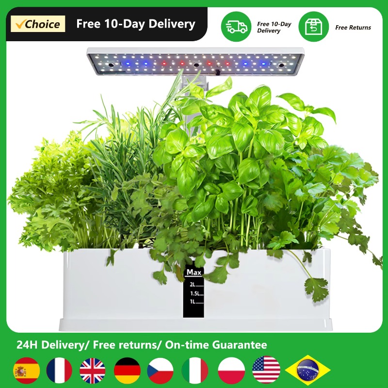Grow Light Led - ระบบปลูกพืชไฮโดรโพนิกส์อัจฉริยะ 9 ช่อง พร้อมชุดอุปกรณ์ปลูกในร่ม ตั้งเวลาอัตโนมัติ ปรับความสูงได้