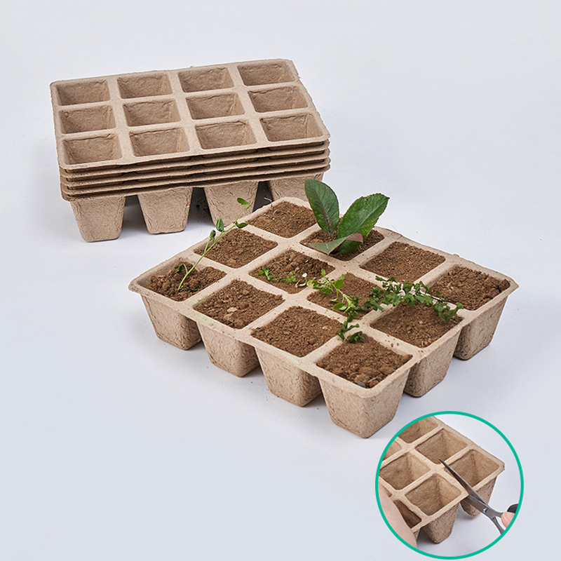 Seed Starter Tray - 5ชิ้นถาดปลูกต้นไม้12หลุมย่อยสลายได้ทางชีวภาพถาดปลูกต้นไม้ไฮโดรโปนิกส์เครื่องมือปลูกต้นไม้ไฮโดรโปนิกส์