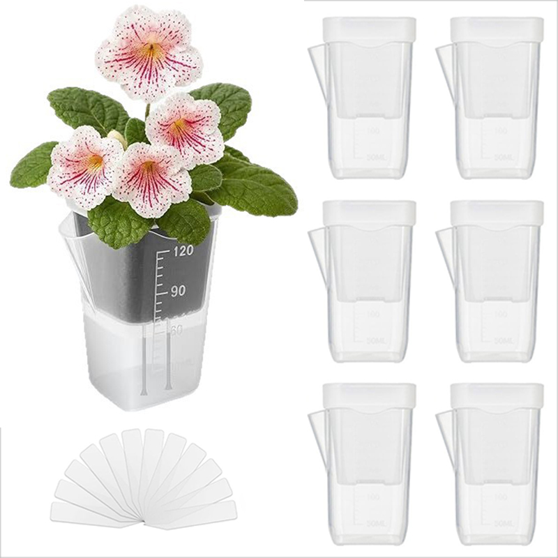 Self Watering Planter - กระถางปลูกต้นไม้แบบรดน้ำเอง 16/32 ชิ้น – กระถางไฮโดรโพนิกใสพร้อมตัวบ่งชี้ระดับน้ำ, ตะกร้าตาข่ายด้านใน,