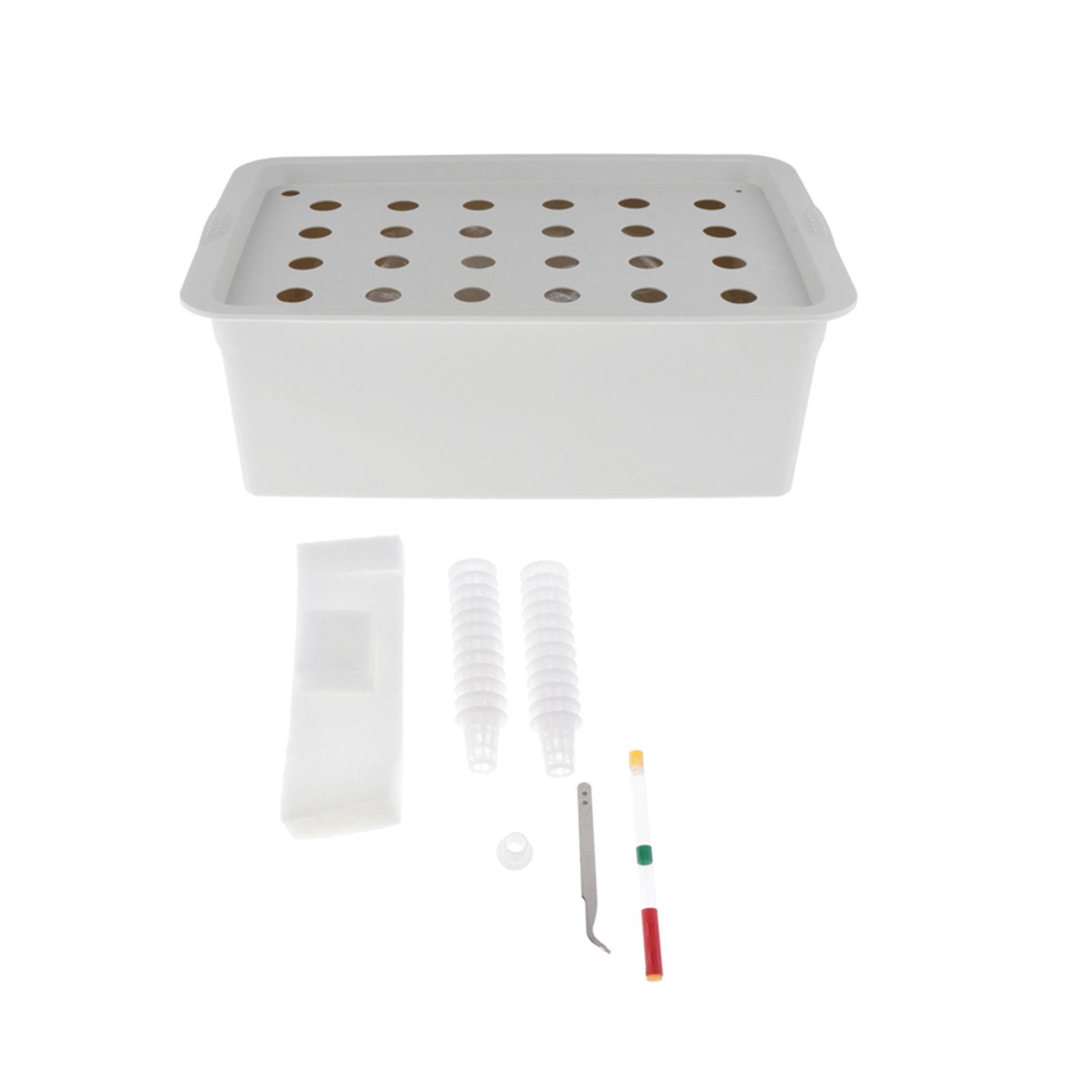 Hydroponic Kit - ระบบปลูกผักไฮโดรโปนิกส์แบบไร้ดินสำหรับใช้ในบ้าน ชุดตะกร้าและฟองน้ำ 24 ช่อง สำหรับปลูกผัก