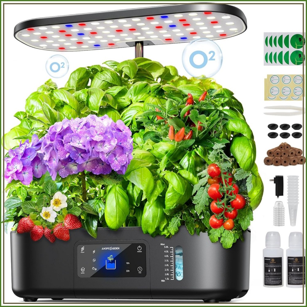 Indoor Herb Garden - สวนไฮโดรโปนิกส์ในร่ม 12 ช่อง พร้อมหน้าจอ LCD และไฟปลูกต้นไม้
