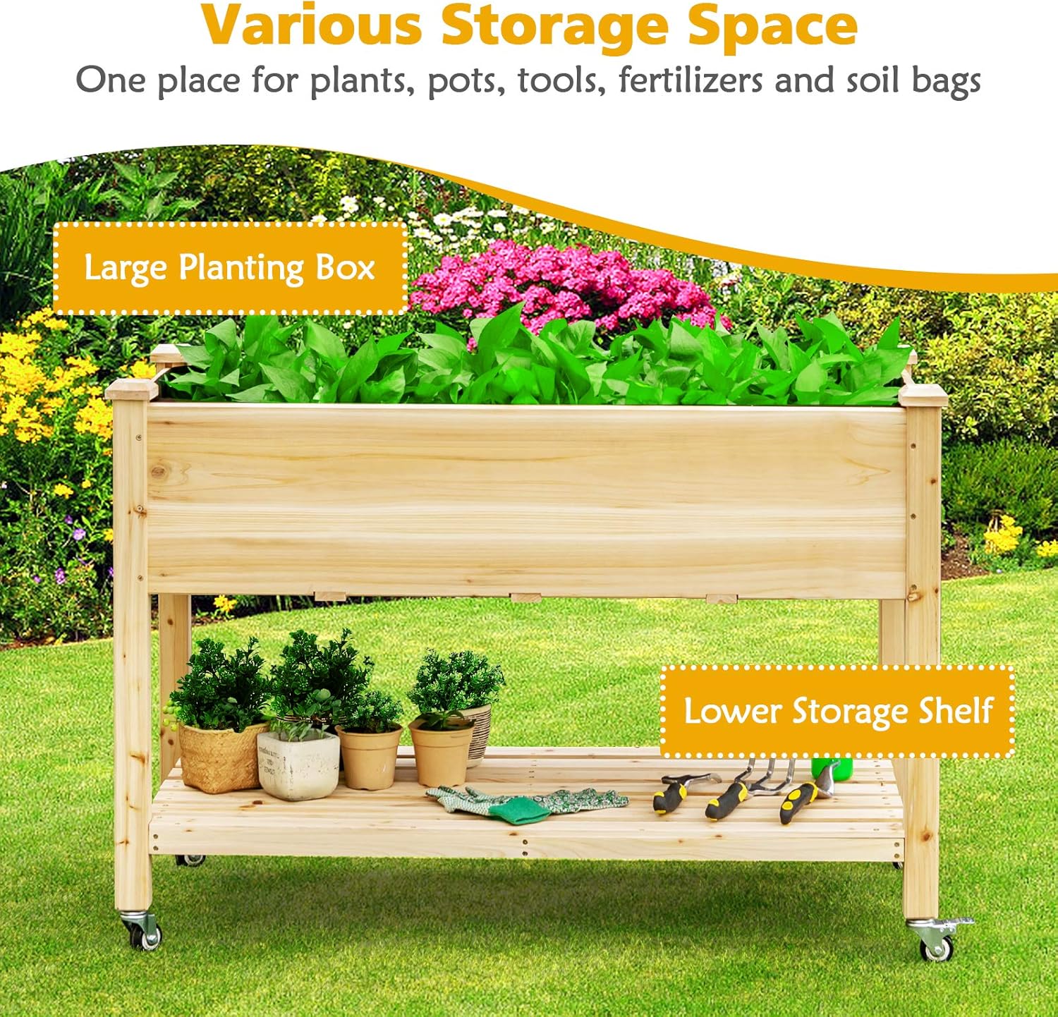 แปลงปลูกผักยกพื้นแบบมีล้อสำหรั - Raised Garden Bed บทวิจารณ์และราคา