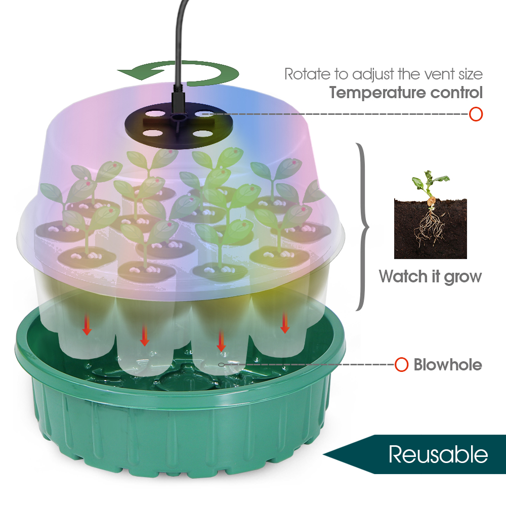 รอบSeed Starterถาดเต็มสเปกตรัม - Seed Starter Tray บทวิจารณ์และราคา