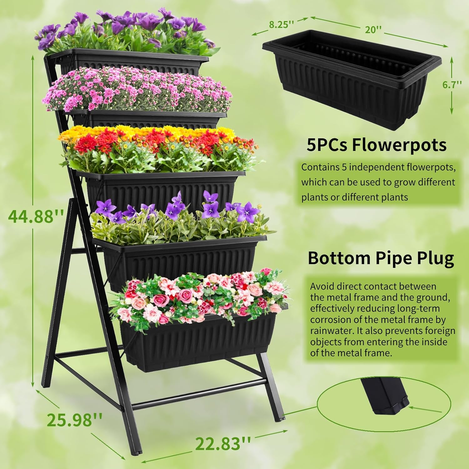 กระถางปลูกต้นไม้โลหะ 5 ชั้น สี - Vertical Planter บทวิจารณ์และราคา