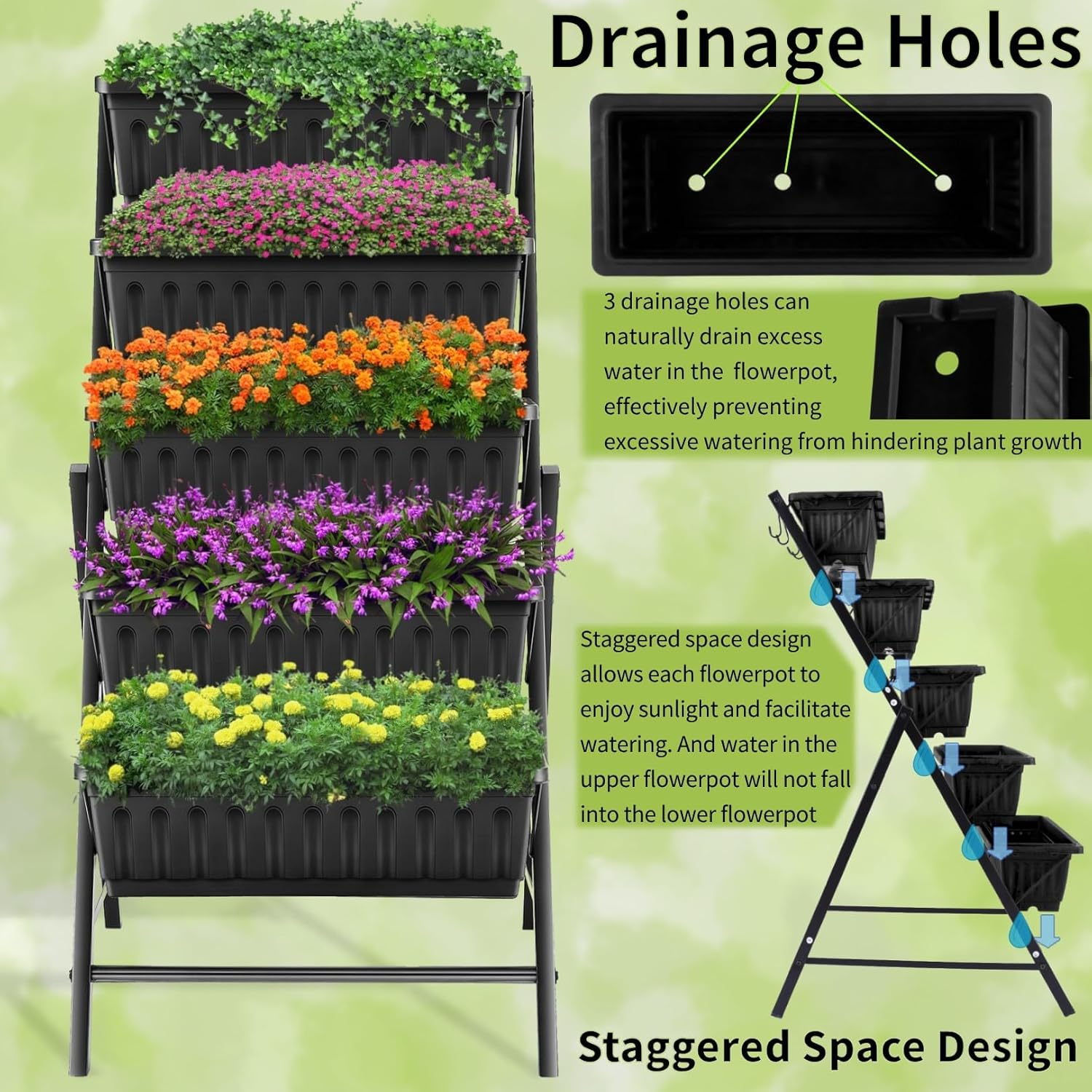 กระถางปลูกต้นไม้โลหะ 5 ชั้น สี - Vertical Planter บทวิจารณ์และราคา
