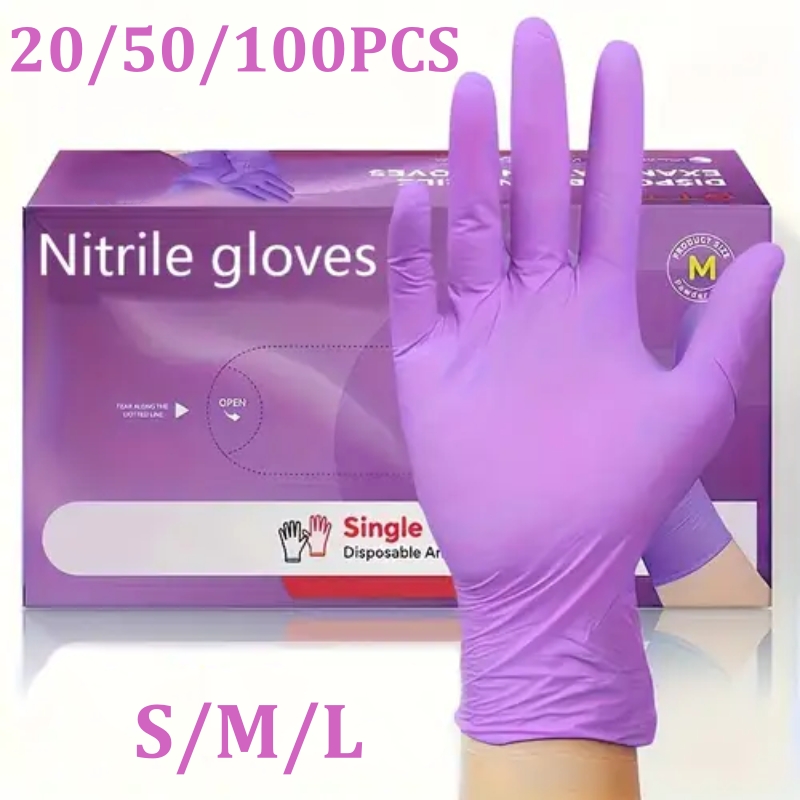 50/100PCS สีม่วงถุงมือไนไตรล์แ - Garden Gloves บทวิจารณ์และราคา