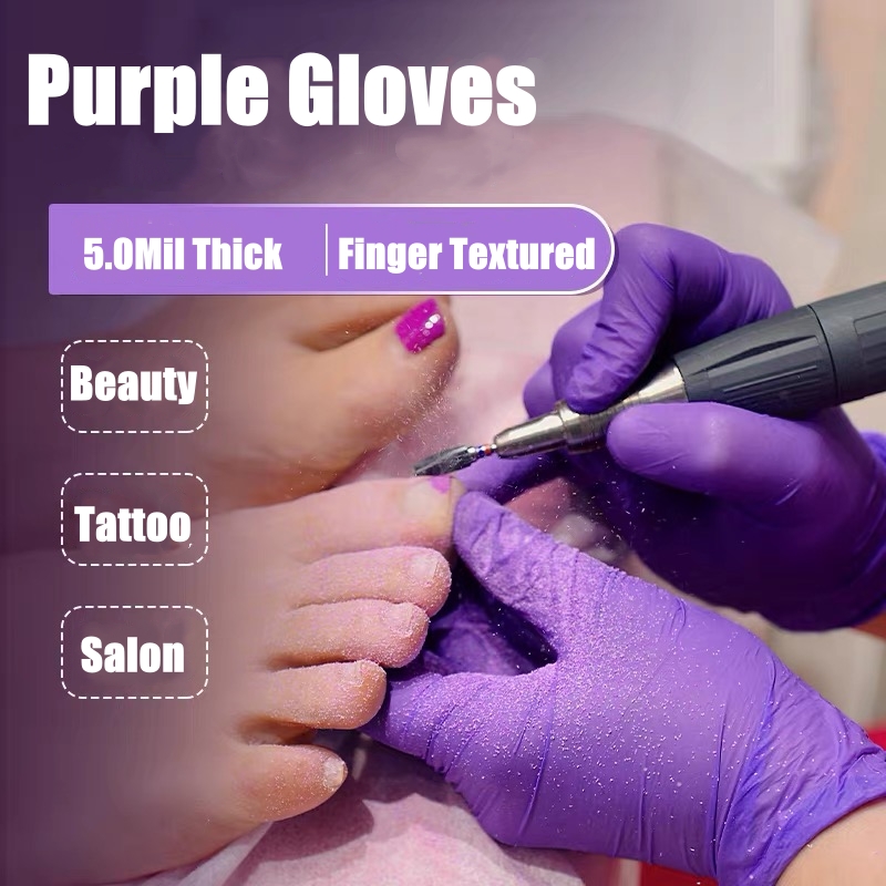 50/100PCS สีม่วงถุงมือไนไตรล์แ - Garden Gloves บทวิจารณ์และราคา