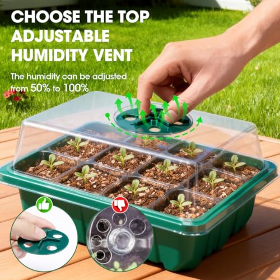 ถาดเพาะเมล็ด 5 แพ็คพร้อมโดมควบ - Seed Starter Tray บทวิจารณ์และราคา