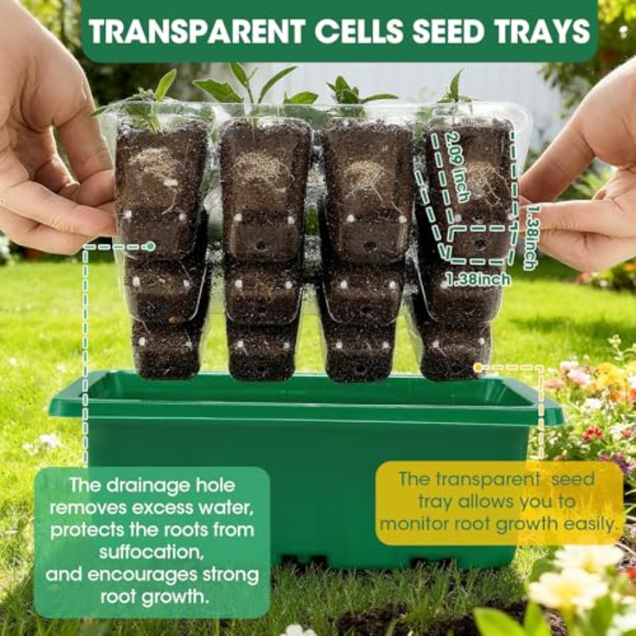 ถาดเพาะเมล็ด 5 แพ็คพร้อมโดมควบ - Seed Starter Tray บทวิจารณ์และราคา